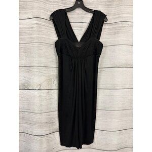 BCBGMaxAzria Black Ruched Bodice V-Neck Dress Size M